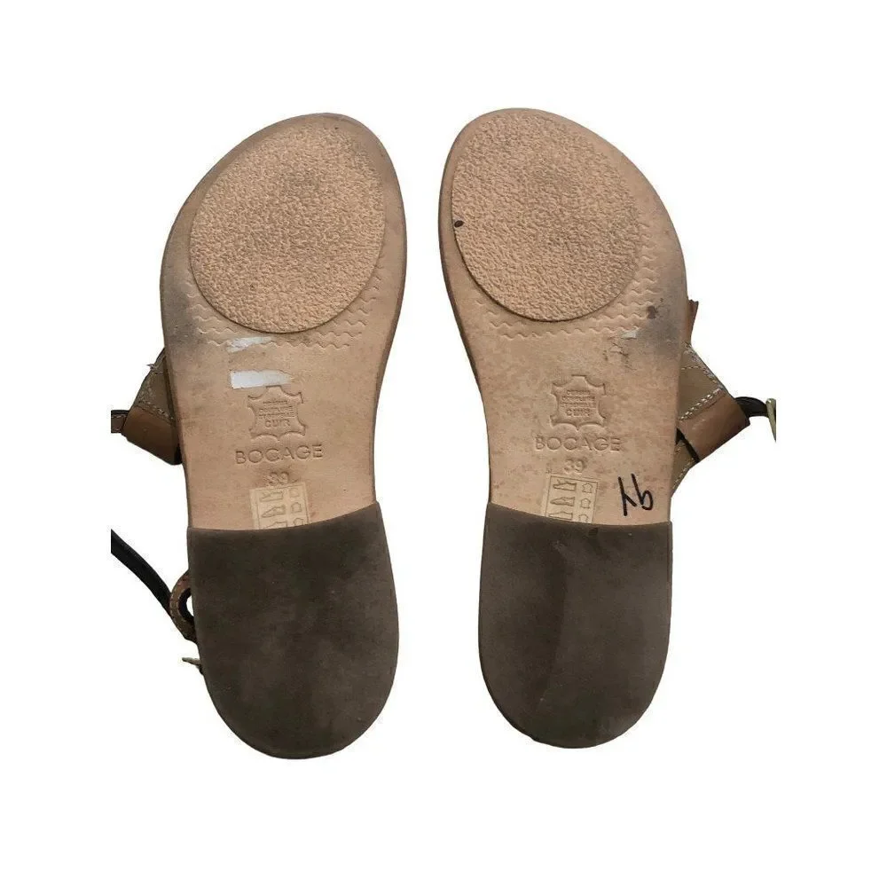 Bocage Womens Thong Flat Leather Sandals Size 39